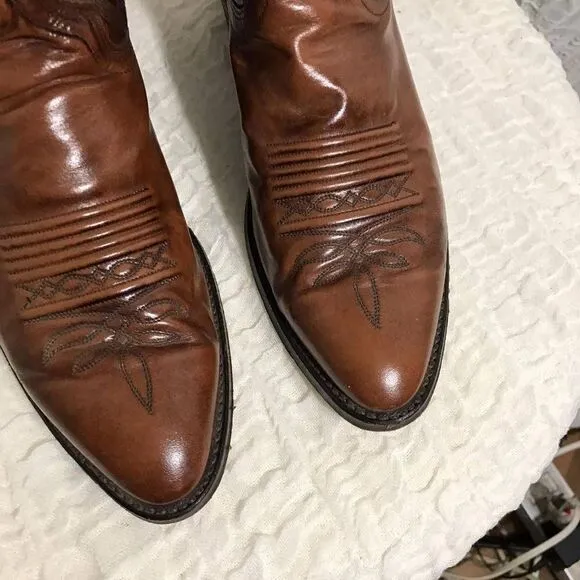 Dan Post Vtg Leather Cowboy Boots Size 8.5