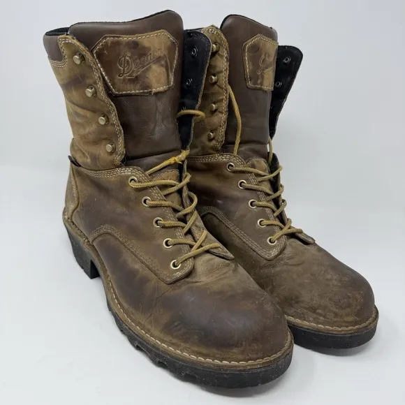 Danner Logger Boots Mens 10 Brown Leather Waterproof Vibram Work 15439