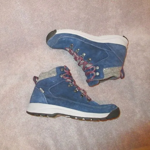 DANNER Women ADRIKA Hiker BOOTS Size 8.5 WOOL Suede WATERPROOF Mountain NAVY Lug