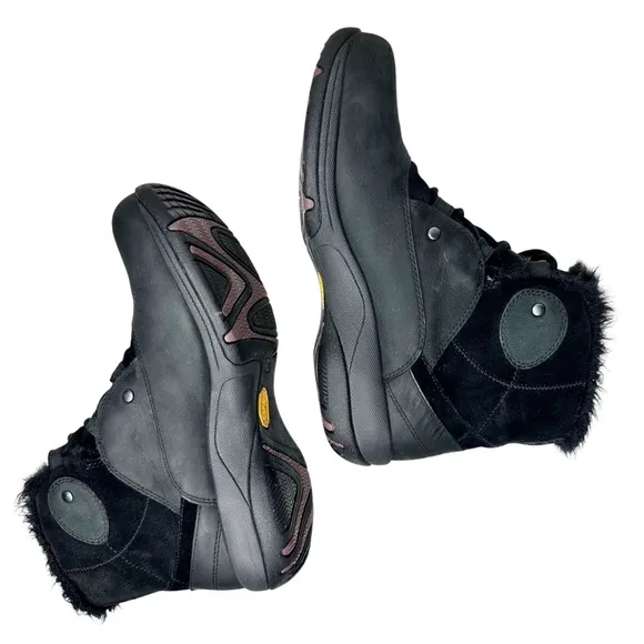 Dansko Candice Waterproof Winter Snow Boots Black Nubuck Leather Faux Fur SZ 38