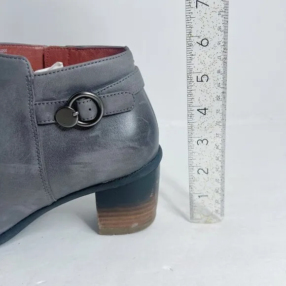 Dansko Perry Grey Leather Waterproof Heeled Booties Boots Women's Size 8.5 9