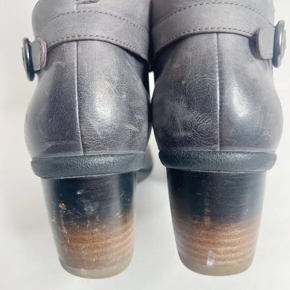 Dansko Perry Grey Leather Waterproof Heeled Booties Boots Women's Size 8.5 9