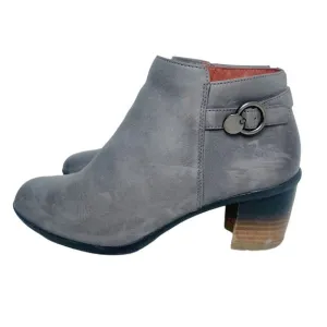 Dansko Perry Grey Leather Waterproof Heeled Booties Boots Women's Size 8.5 9