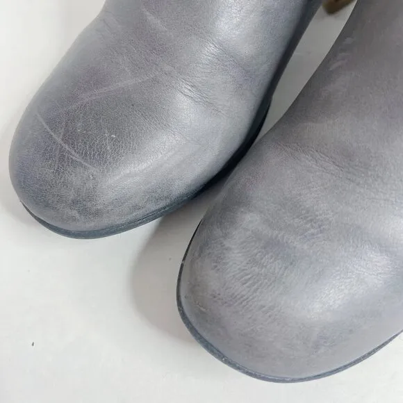 Dansko Perry Grey Leather Waterproof Heeled Booties Boots Women's Size 8.5 9