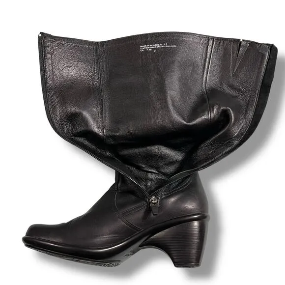 Dansko Womens Genuine Leather Riding Boots Heeled Zip Closure Solid Black Sz 41