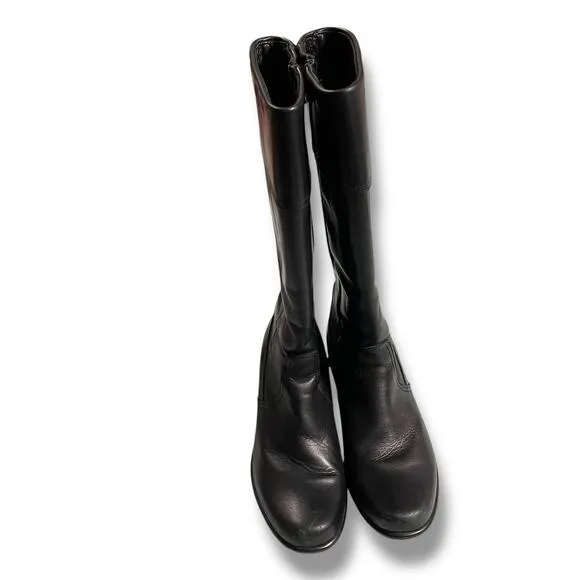 Dansko Womens Genuine Leather Riding Boots Heeled Zip Closure Solid Black Sz 41