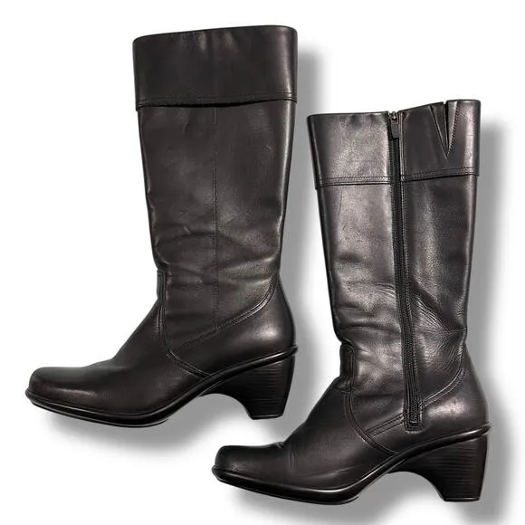 Dansko Womens Genuine Leather Riding Boots Heeled Zip Closure Solid Black Sz 41