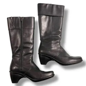 Dansko Womens Genuine Leather Riding Boots Heeled Zip Closure Solid Black Sz 41