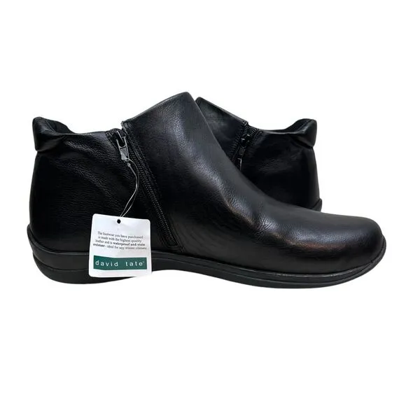 David Tate Sportivo Mens Ankle Boots Black Waterproof Leather Zip Up‎ Size 13W
