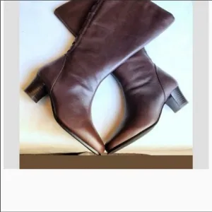 DAVID TATE BROWN LEATHER BOOTS W/ BRAID DE…