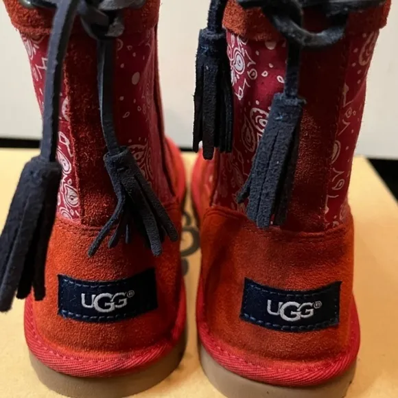 DEAL! UGGS Kaelou Bandana Red suede boots sz 4