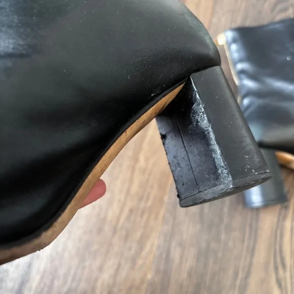 Dear Frances The Cube Boots Black Leather Boots Minimalist Italy Sz 37.5 (US 7)