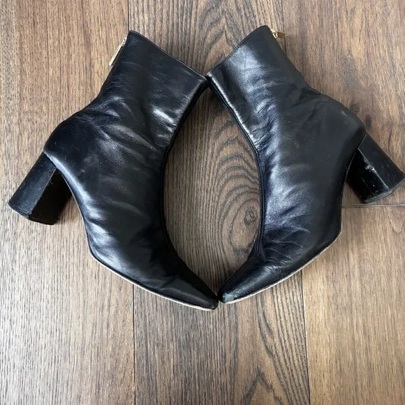 Dear Frances The Cube Boots Black Leather Boots Minimalist Italy Sz 37.5 (US 7)