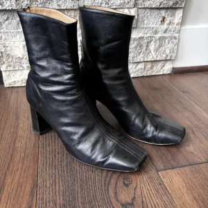 Dear Frances The Cube Boots Black Leather Boots Minimalist Italy Sz 37.5 (US 7)