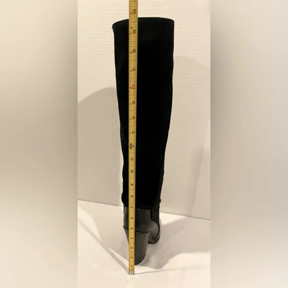 DEREK LAM 10 CROSBY Carmen Black Calf Hair Suede Leather Heeled Boot Womens 7