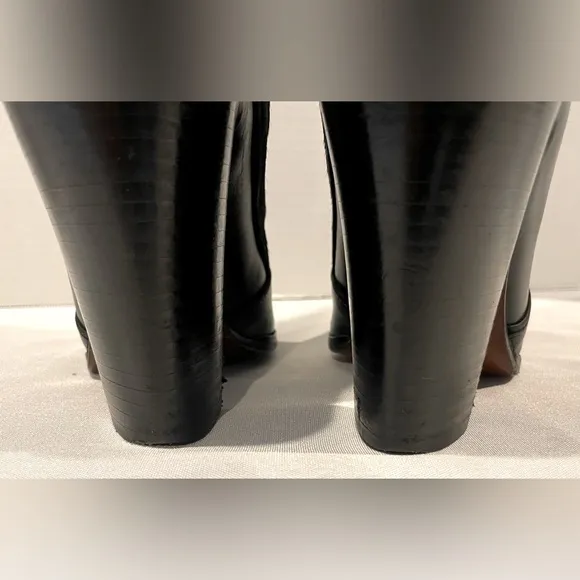 DEREK LAM 10 CROSBY Carmen Black Calf Hair Suede Leather Heeled Boot Womens 7
