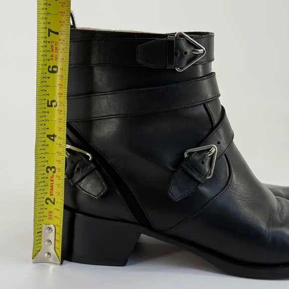 Derek Lam 10 Crosby Women Boots Leather Coleen Buckle Moto Grunge Biker Size 8.5
