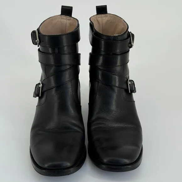 Derek Lam 10 Crosby Women Boots Leather Coleen Buckle Moto Grunge Biker Size 8.5
