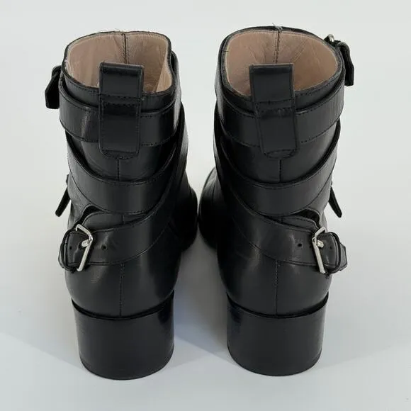 Derek Lam 10 Crosby Women Boots Leather Coleen Buckle Moto Grunge Biker Size 8.5