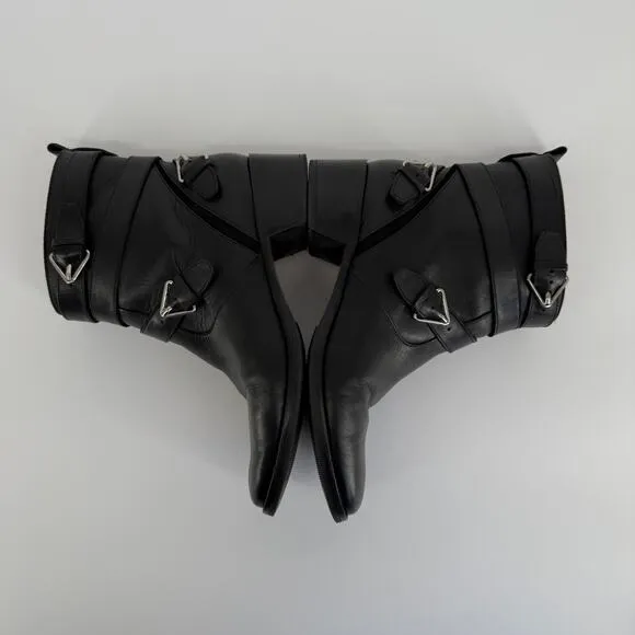 Derek Lam 10 Crosby Women Boots Leather Coleen Buckle Moto Grunge Biker Size 8.5
