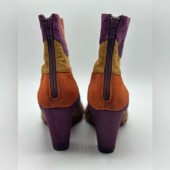 Desigual Women's Galicia Velvet Suede Booties Multi-colored Patterned Size 39