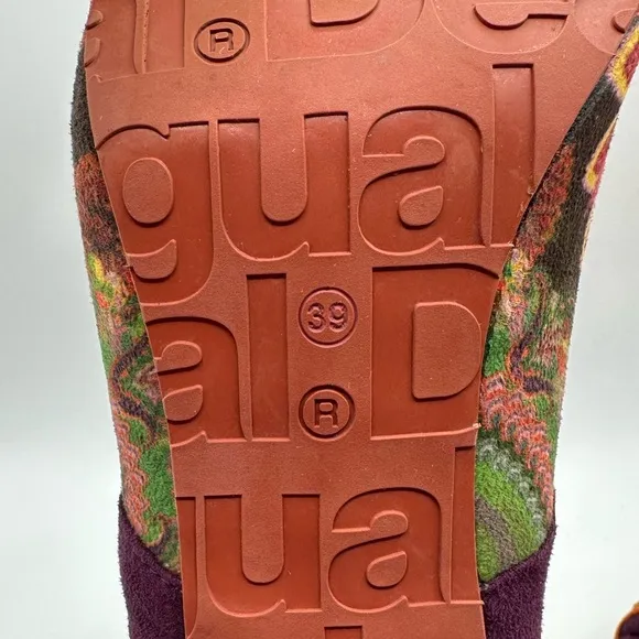 Desigual Women's Galicia Velvet Suede Booties Multi-colored Patterned Size 39