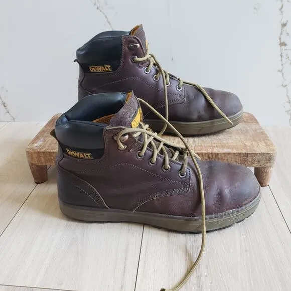 DeWalt Work Boots Mens 9.5M Brown Leather Plasma Plain Toe Industrial Oil Safe