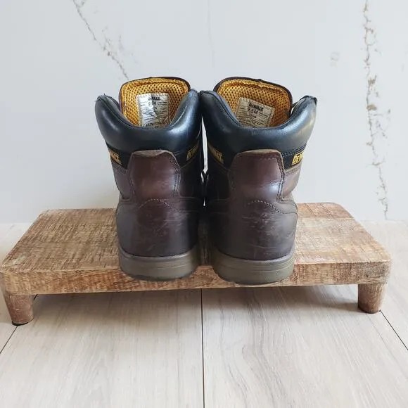 DeWalt Work Boots Mens 9.5M Brown Leather Plasma Plain Toe Industrial Oil Safe