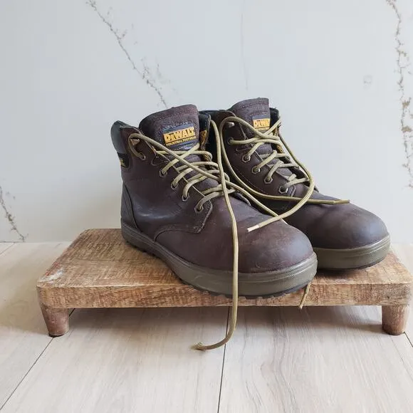 DeWalt Work Boots Mens 9.5M Brown Leather Plasma Plain Toe Industrial Oil Safe