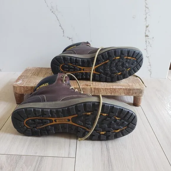 DeWalt Work Boots Mens 9.5M Brown Leather Plasma Plain Toe Industrial Oil Safe