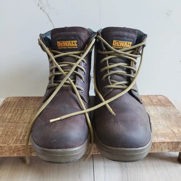 DeWalt Work Boots Mens 9.5M Brown Leather Plasma Plain Toe Industrial Oil Safe