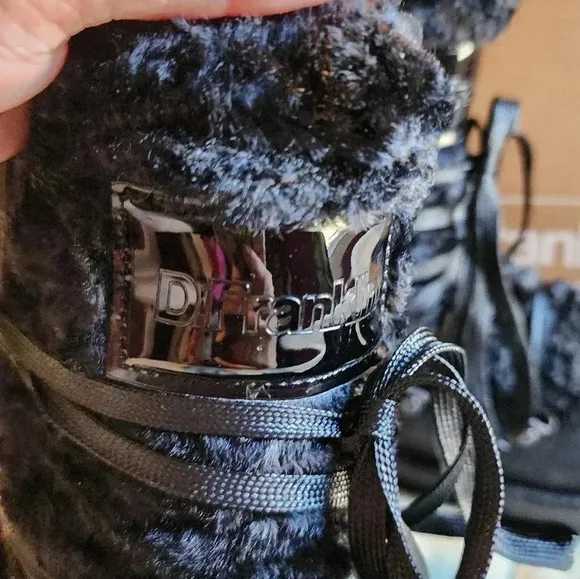 D.Franklin Snow Boots Size EU 38 / US 7 Napatec Plush Black Faux Fur Lined NIB