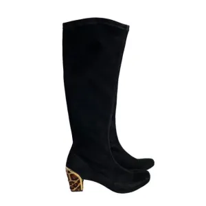Diane von Furstenberg Henrietta knee suede Boots Size 8.5 Black/Camel Leopard
