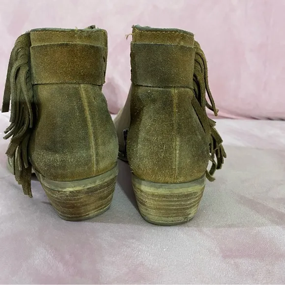 Diba True Pony Up Leather Fringe Ankle Boots Women's 8 Western Rodeo Low Heeled