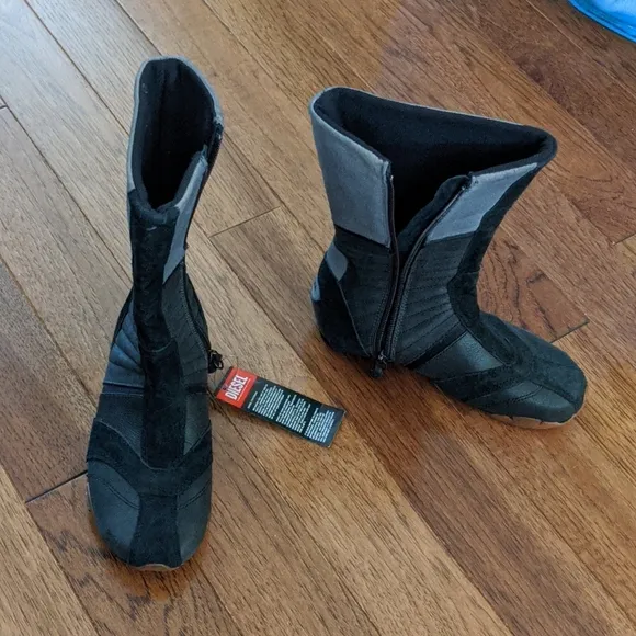 Diesel black gray leather suede kid boots size 1
