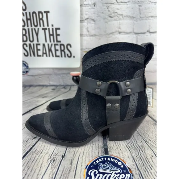 Dingo Gummy Bear Western Ankle Boots Womens 7.5 Black Suede Leather Bootie NEW