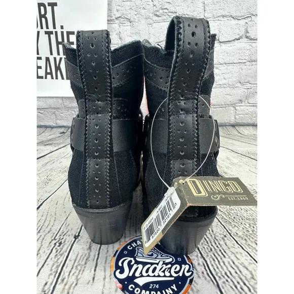 Dingo Gummy Bear Western Ankle Boots Womens 7.5 Black Suede Leather Bootie NEW