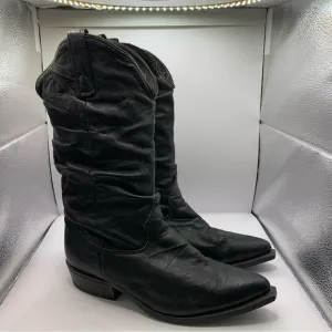 Dingo Slouch Cowboy Boots Black Pigskin Leather Western Biker 6.5D need insoles