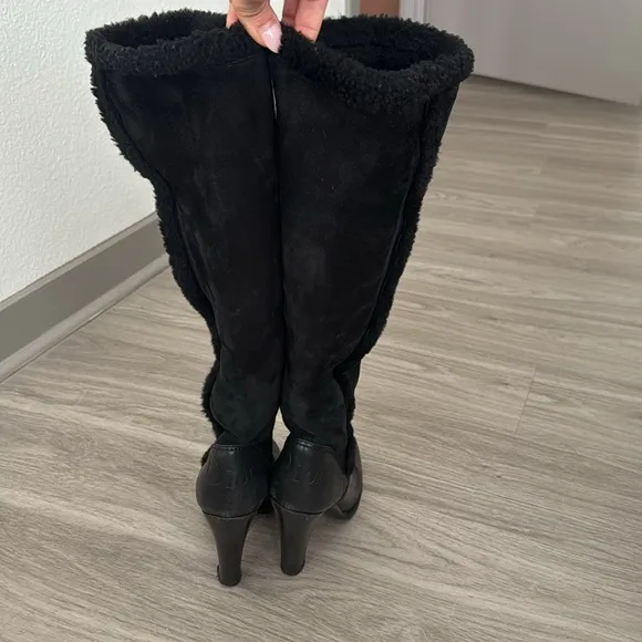 DIOR Black Leather Knee Length Boots, 40
