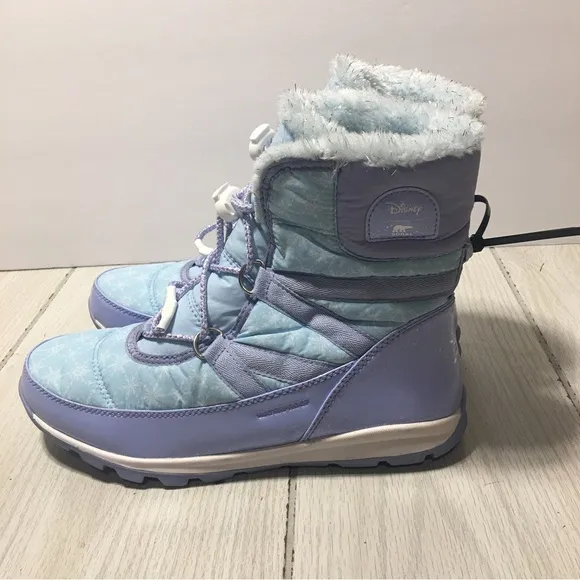 DISNEY SOREL Youth Whitney Short Lace FROZEN ELSA Waterproof Boots Girl Sz 7 NEW