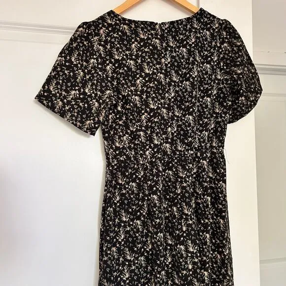 Disturbia Gardenia Floral Print Split Midi Maxi Dress Women’s 4 Black Whimsigoth