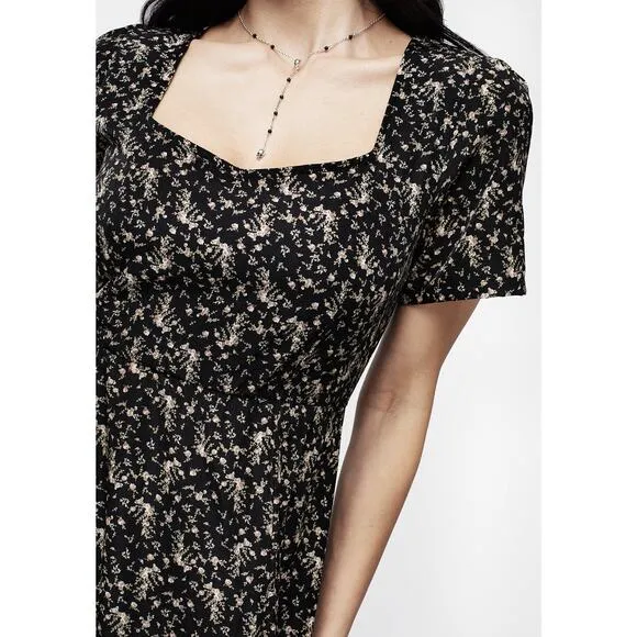 Disturbia Gardenia Floral Print Split Midi Maxi Dress Women’s 4 Black Whimsigoth