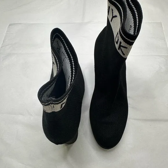 DKNY Black High-Heel Sock Boots