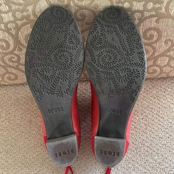 Dkode Red Leather &amp; Suede Back Zip Ankle Boots Booties EU41
