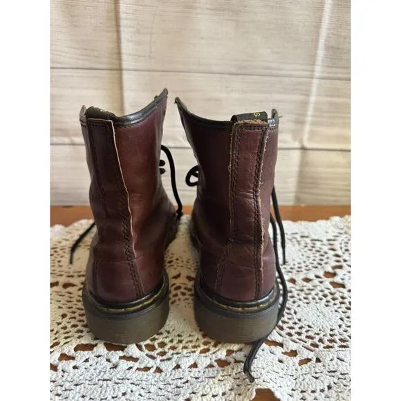 Doc Dr Martens Cherry Red Leather Boots Made In England 5 Mens/6 Wmns?‎ 8-Eye