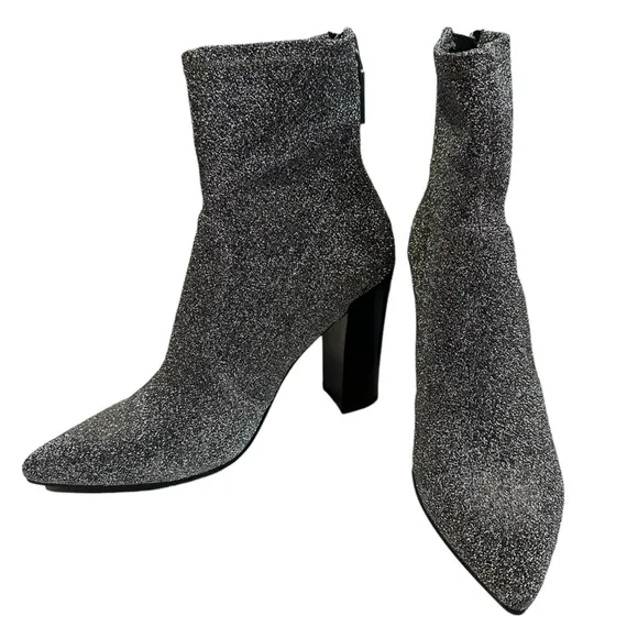 Dolce Vida NIB Pewter Sparkly Elana Fabric Heeled Boots Size 9