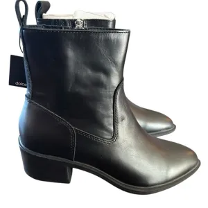 Dolce Vita Bili H20 Black Leather Pointed-Toe Ankle Booties Waterproof NEW 6