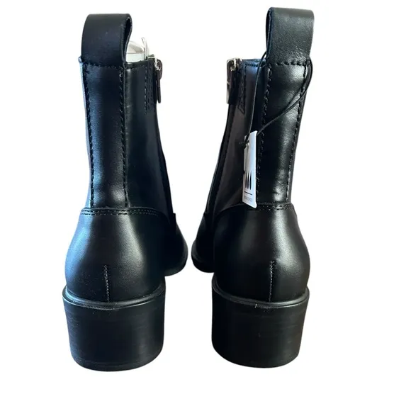 Dolce Vita Bili H20 Black Leather Pointed-Toe Ankle Booties Waterproof NEW 6