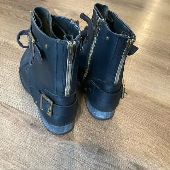 Dolce Vita Black Zip Moto Combat Boots 6.5 EUC