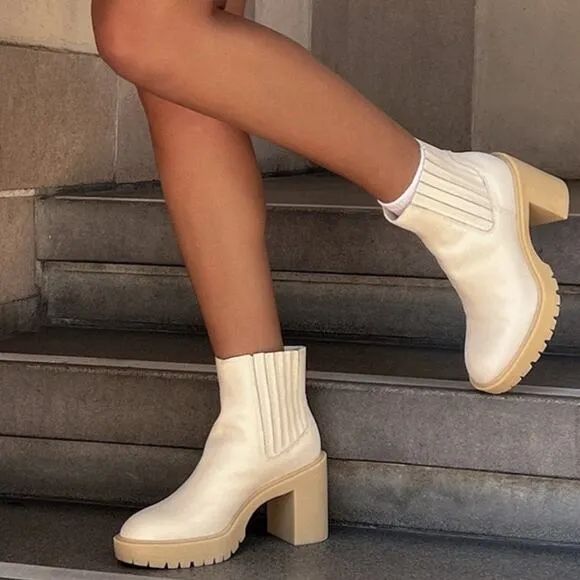 Dolce Vita Cache H20 Boots Ivory Size 11 Ankle Bootie Platform Waterproof Grunge